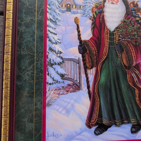 G Barker Signed Art Print SANTA GOLD RIM Framed Home Interiors - Picture 2 of 5